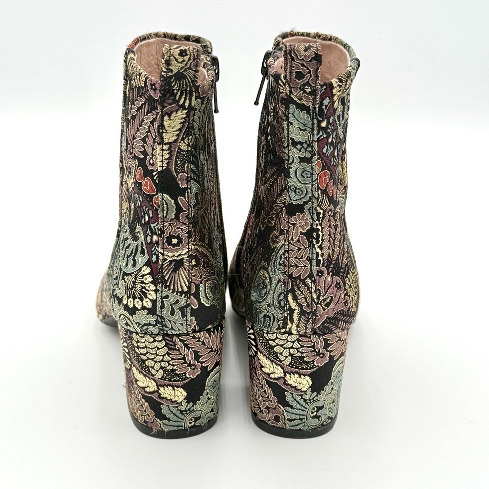 GIANNI BINI Jaydennn Women Sz 6 Brocade Fabric Block Heel Zip Victorian Booties - Picture 5 of 7